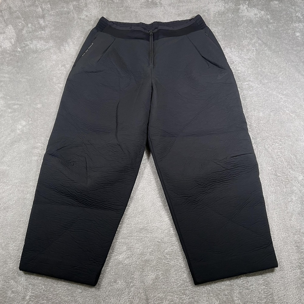 Nike Sportswear Tech Pack Woven Pants Womens Large Black Cropped Lined Joggers